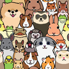 Load image into Gallery viewer, seamless doodle pet animals faces colorful background

